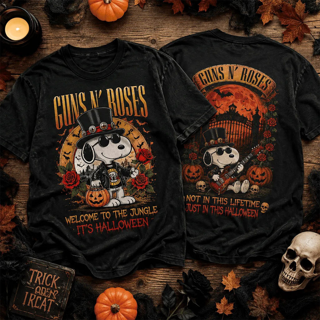 Guns N Roses x Snoopy Welcome To The Jungle Wash T-Shirt Guns N Roses Merch Fans Gifts - Merchluma