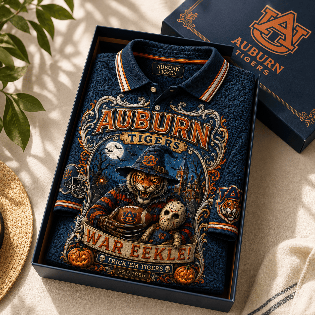Auburn Tigers Halloween Polo Shirt War Eekle Trick 'Em Tigers Polos Auburn Tigers Merch - Merchluma