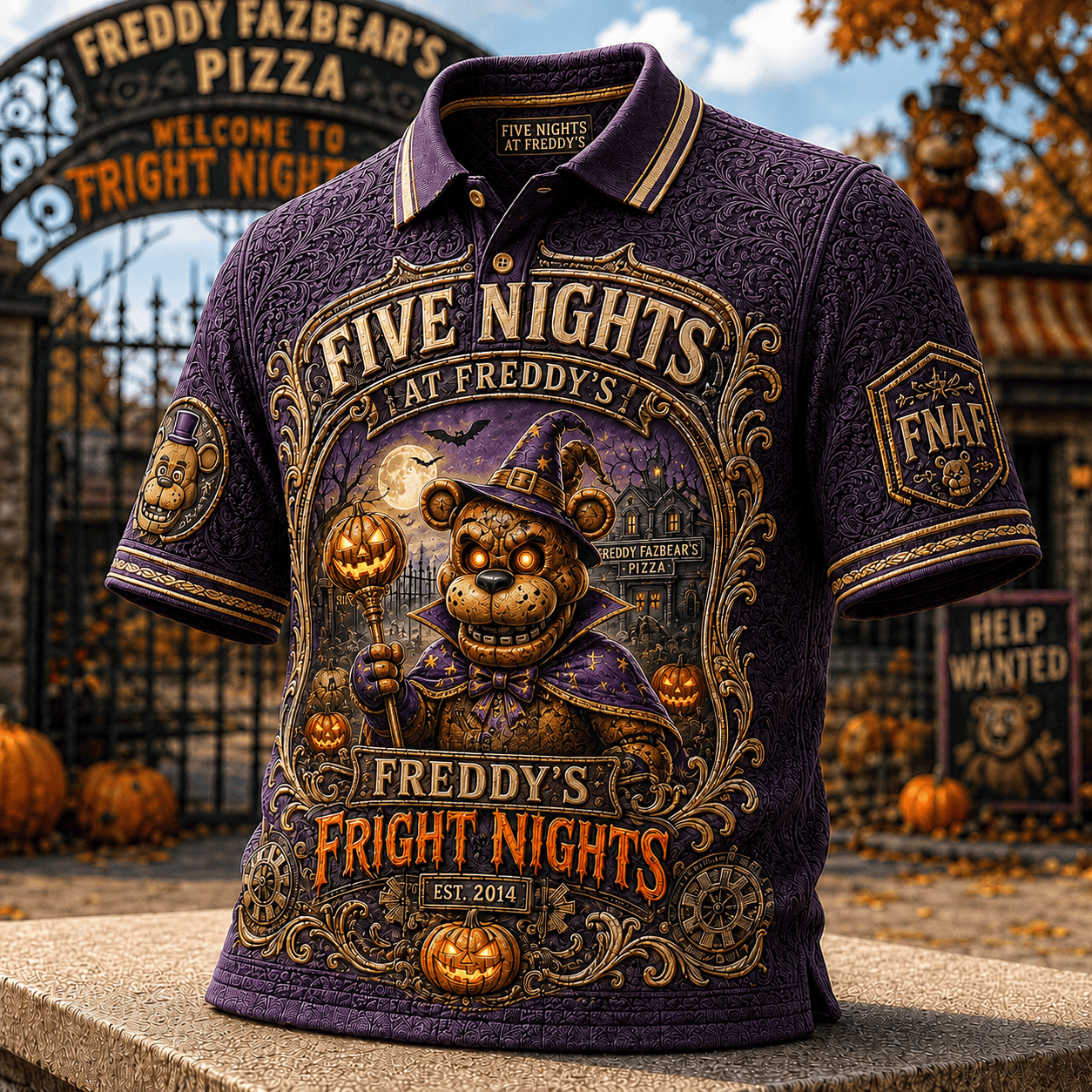 Five Night At Freddy's Polo Shirt 2026 Freddy's Fright Nights FNAF Merch Halloween Gifts - Merchluma