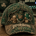 Boston Celtics Hat Distressed Problem Solved Vintage Baseball Cap Boston Celtics Merch Gifts - Merchluma