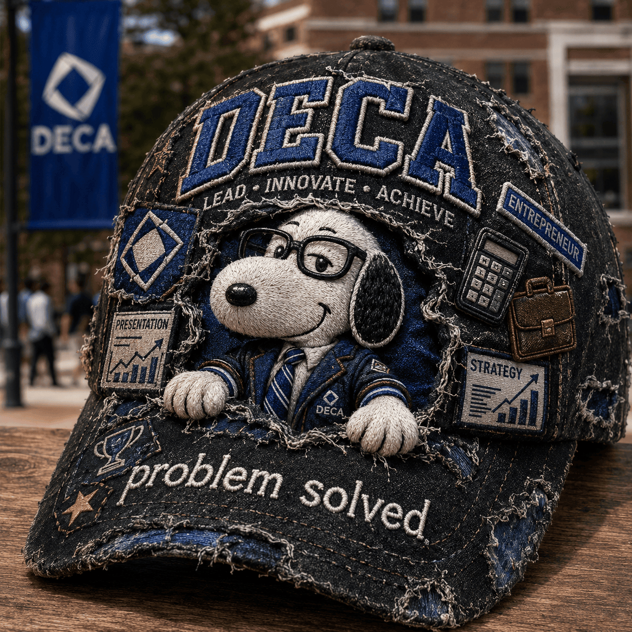 DECA X Snoopy Lead Innovate Achieve Distressed Hat Problem Solved Vintage Cap Best Gifts - Merchluma
