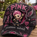 Pink Pop Rock Distressed Hat Problem Solved Vintage Cap Pink Merch Gift For Music Lovers - Merchluma