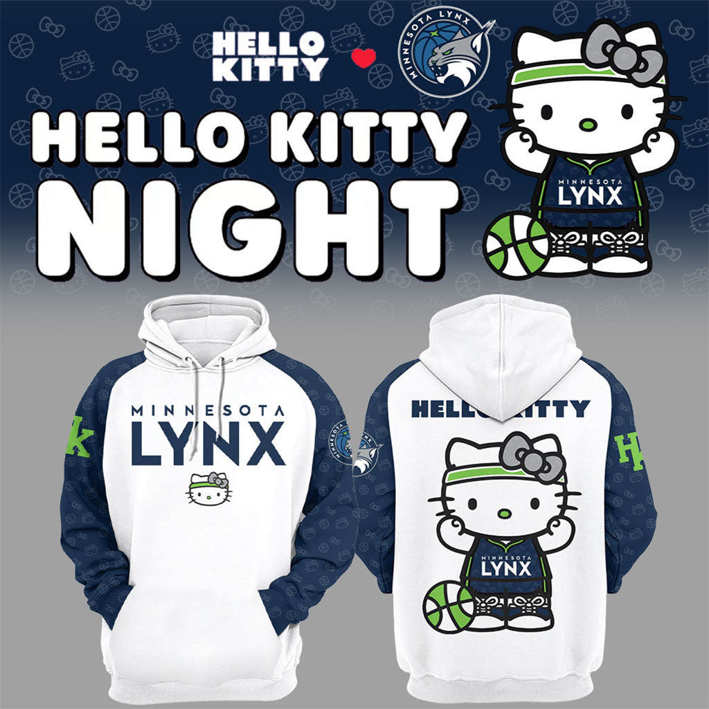 Minnesota Lynx x Hello Kitty Night Hoodie Minnesota Lynx Merch Best Gift For A Basketball Fan - Merchluma