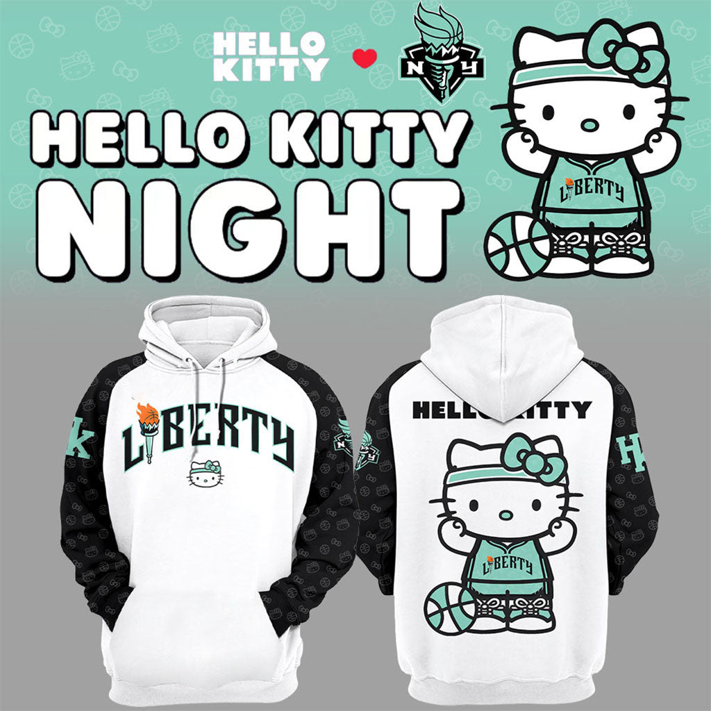 New York Liberty x Hello Kitty Hoodie NY Liberty Merch Basketball Fan Gift Ideas - Merchluma
