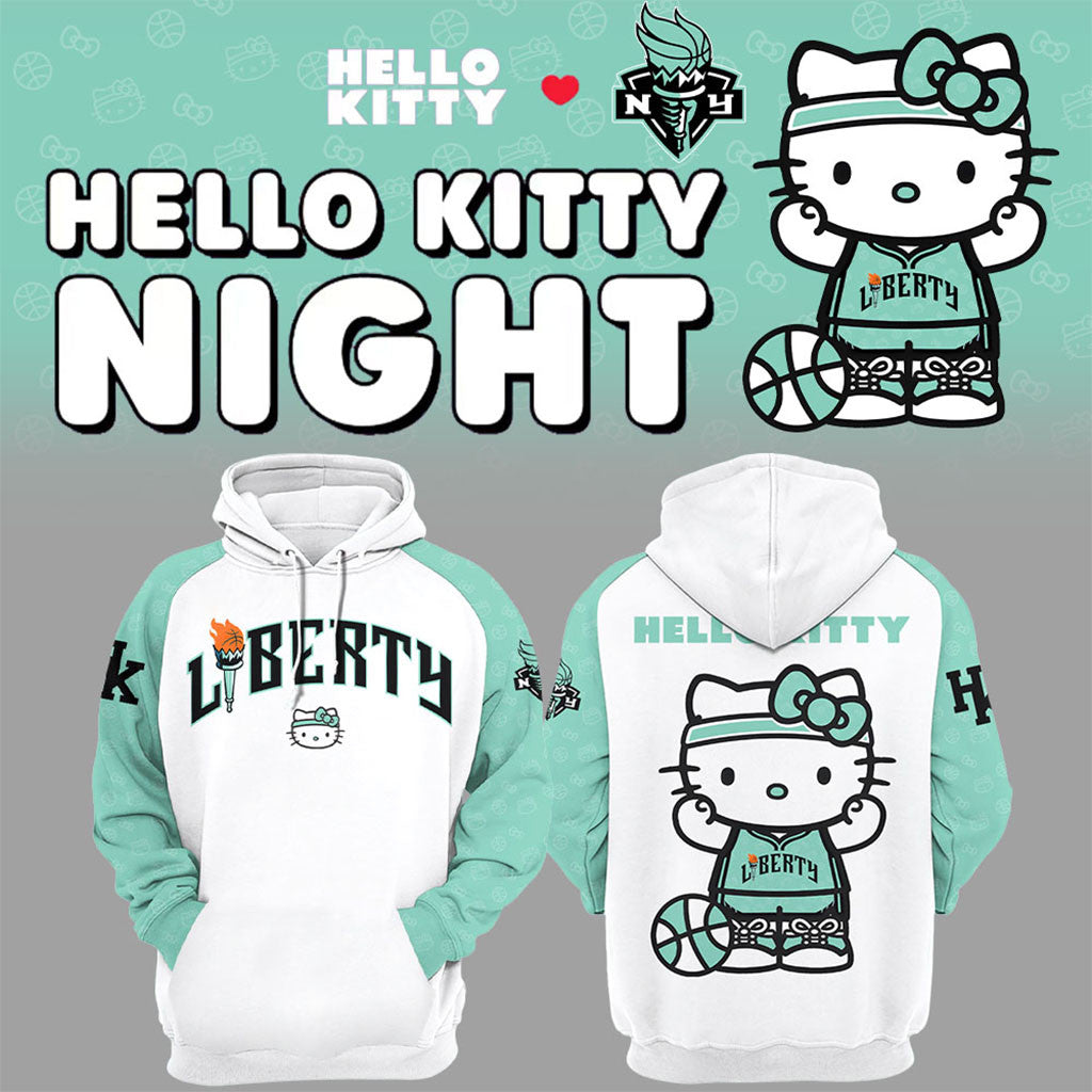 New York Liberty x Hello Kitty Hoodie NY Liberty Merch Presents For Basketball Fans - Merchluma