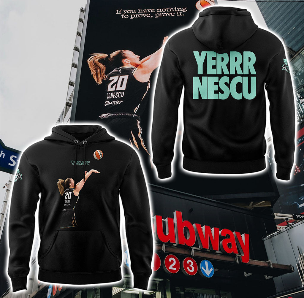 New York Liberty Merch YERRR NESCU All-Star Hoodie Black Basketball Fan Gift Ideas - Merchluma