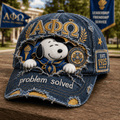 Alpha Phi Omega X Snoopy Distressed Hat Problem Solved Vintage Baseball Cap Gift For Son - Merchluma