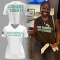 NY Liberty Merch Team Sabrina And Her Lesbians V-Neck Shirt Lesbians For Liberty T-Shirt White - Merchluma