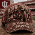Indiana Hoosiers Distressed Hat Problem Solved Baseball Cap Indiana Hoosiers Merch Gift For Fan - Merchluma