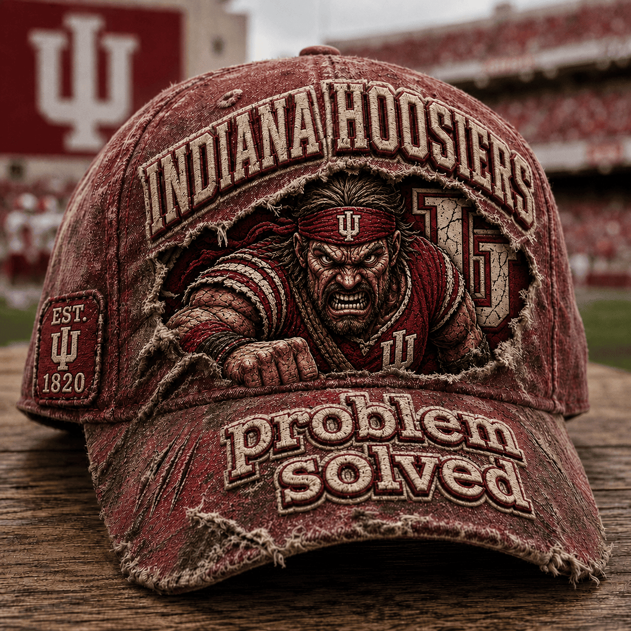 Indiana Hoosiers Distressed Hat Problem Solved Baseball Cap Indiana Hoosiers Merch Gift For Fan - Merchluma