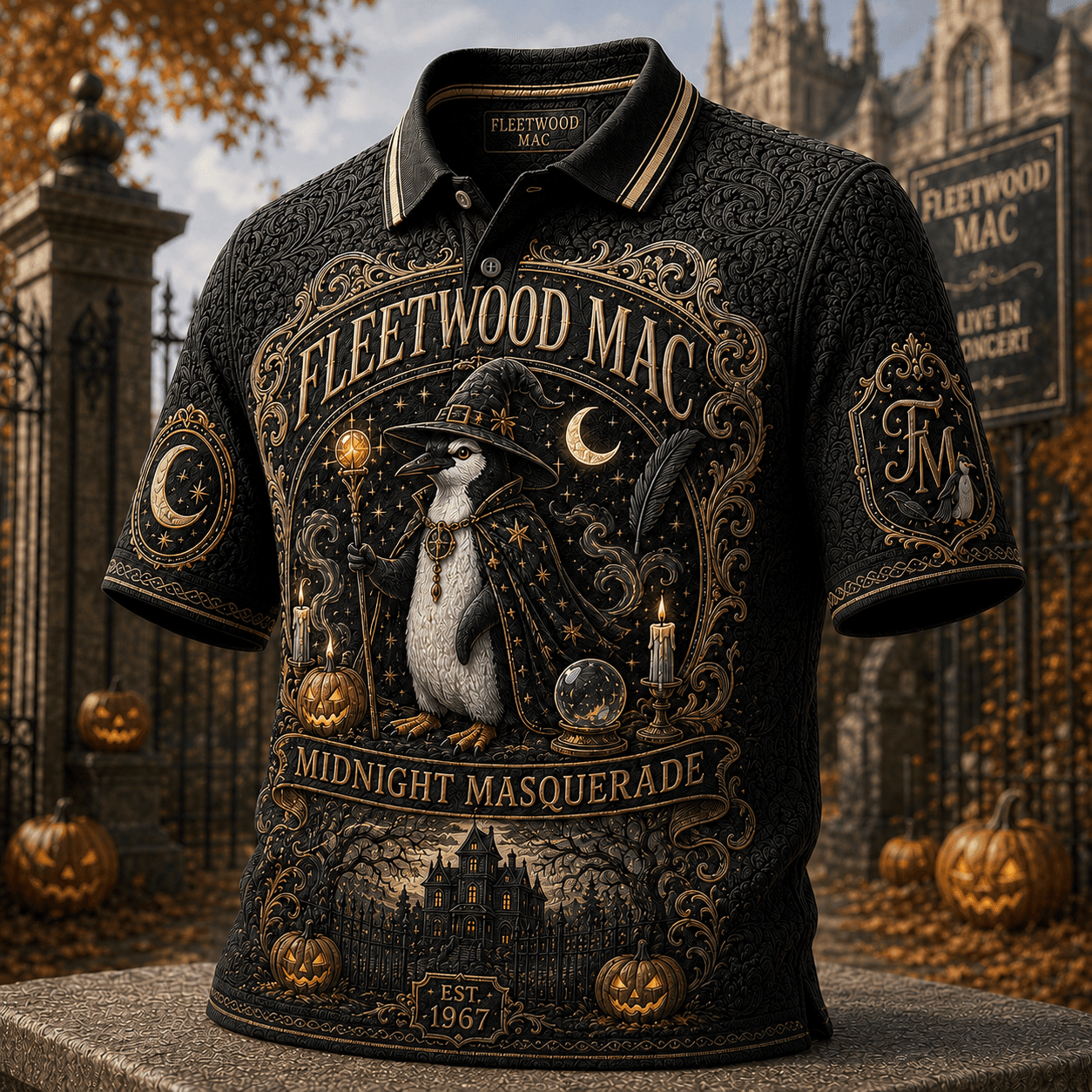 Fleetwood Mac Halloween Merch Midnight Masquerade Polo Shirt Preset For Rock Band Fans - Merchluma
