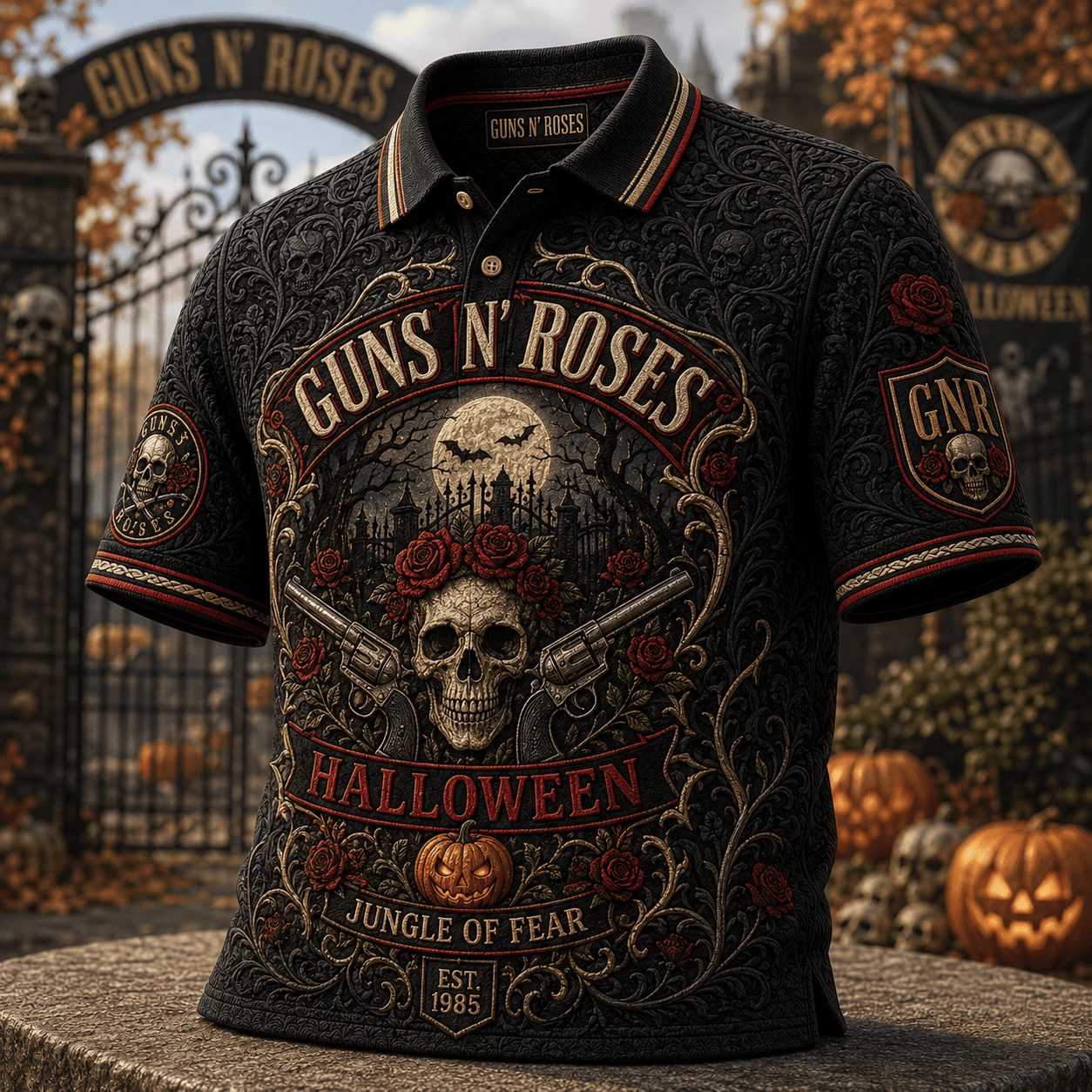 Guns N Roses Halloween Merch Jungle Or Fear Polo Shirt GNR Merch Gift For Band Fans - Merchluma