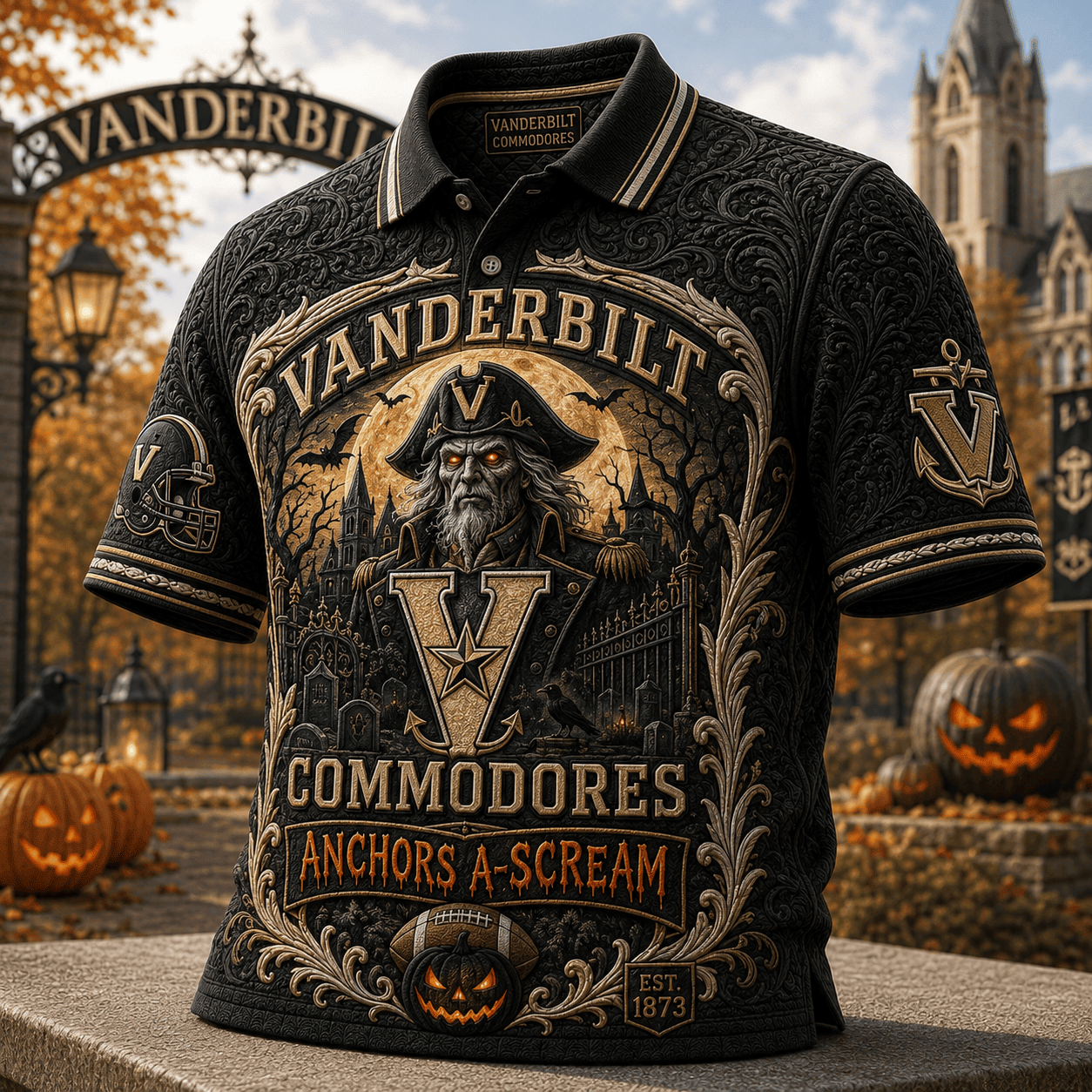 Vanderbilt Commodores Halloween Merch 2026 Anchors A-Scream Polo Shirt Football Fan Gift Ideas - Merchluma