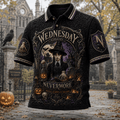 Wednesday Addams Nevermore Polo Shirt Woe Is Always In Season Wednesday Merch Halloween Gifts - Merchluma
