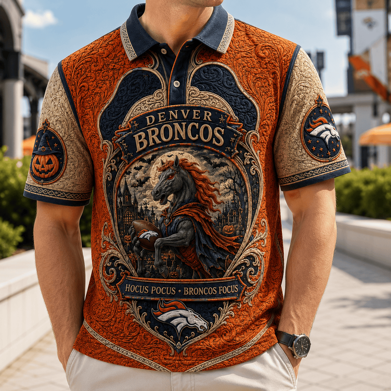 Denver Broncos Merch Halloween 2026 Hocus Pocus Broncos Focus Polo Shirt Gift For Brothers - Merchluma