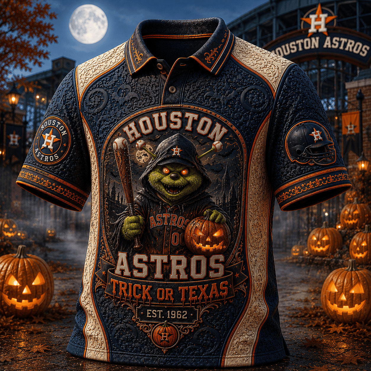 Houston Astros Merch Halloween 2026 Trick Or Texas Polo Shirt Gifts For Baseball Lovers - Merchluma