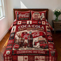 Coca-Cola 140th Anniversary 1886-2026 Quilted Bedding Set Coca-Cola Merch Bedroom Decor - Merchluma