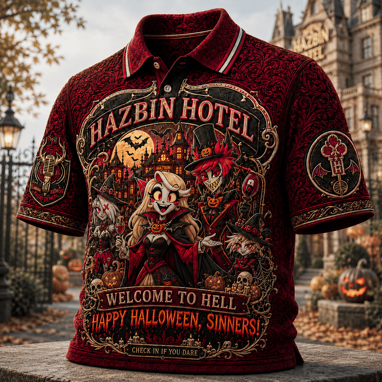 Hazbin Hotel Happy Halloween Sinners Polo Shirt Welcome To Hell Hazbin Hotel Merch 2026 - Merchluma