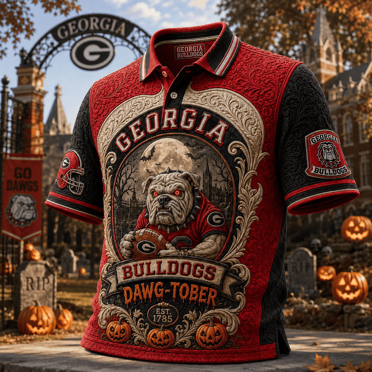 Georgia Bulldogs Merch Halloween Dawg Tober Polo Shirt 2026 Football Fan Apparel Spooky Gifts - Merchluma