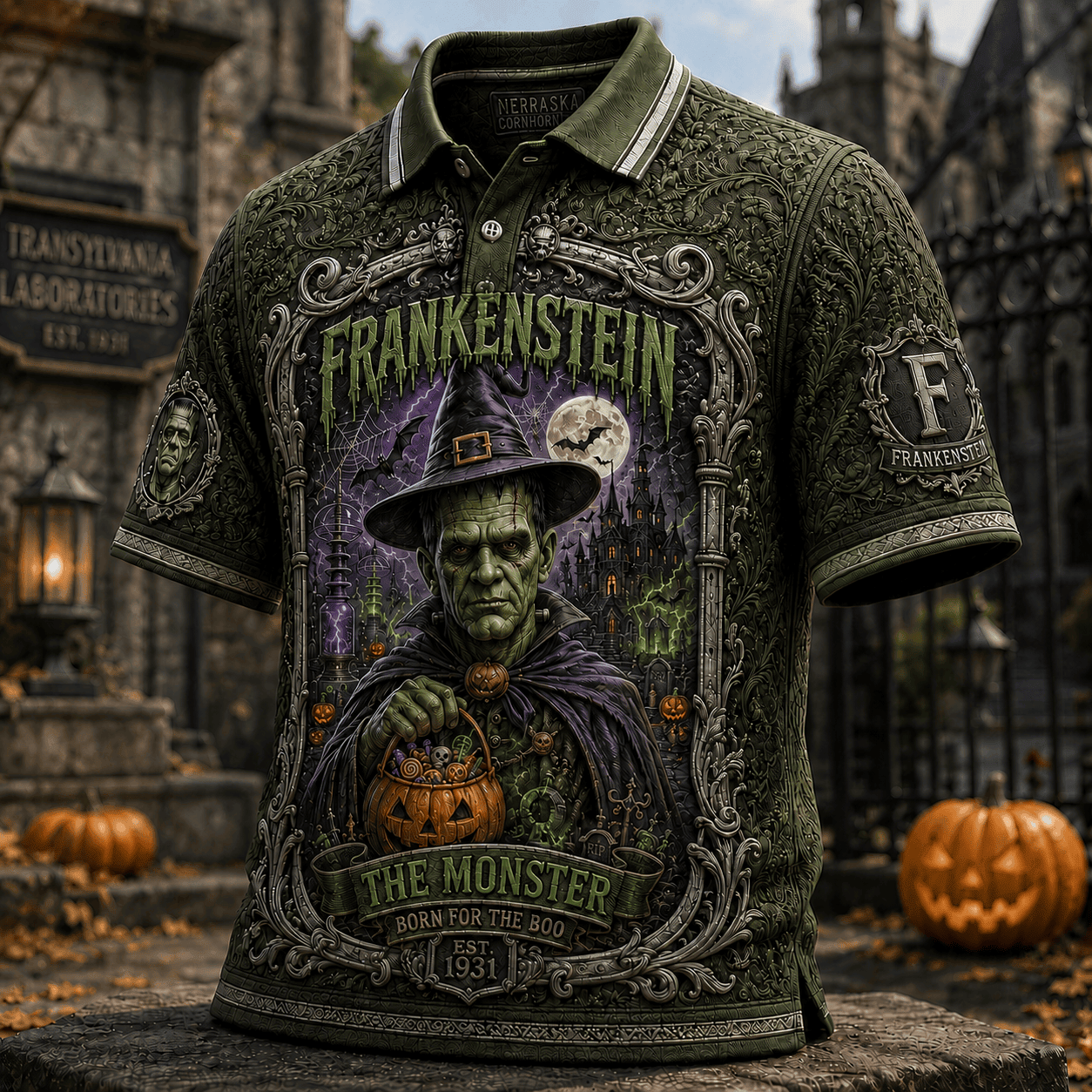 Frankenstein Merch Halloween 2026 The Monster Born For The Boo Polo Shirt Spooky Gifts Ideas - Merchluma
