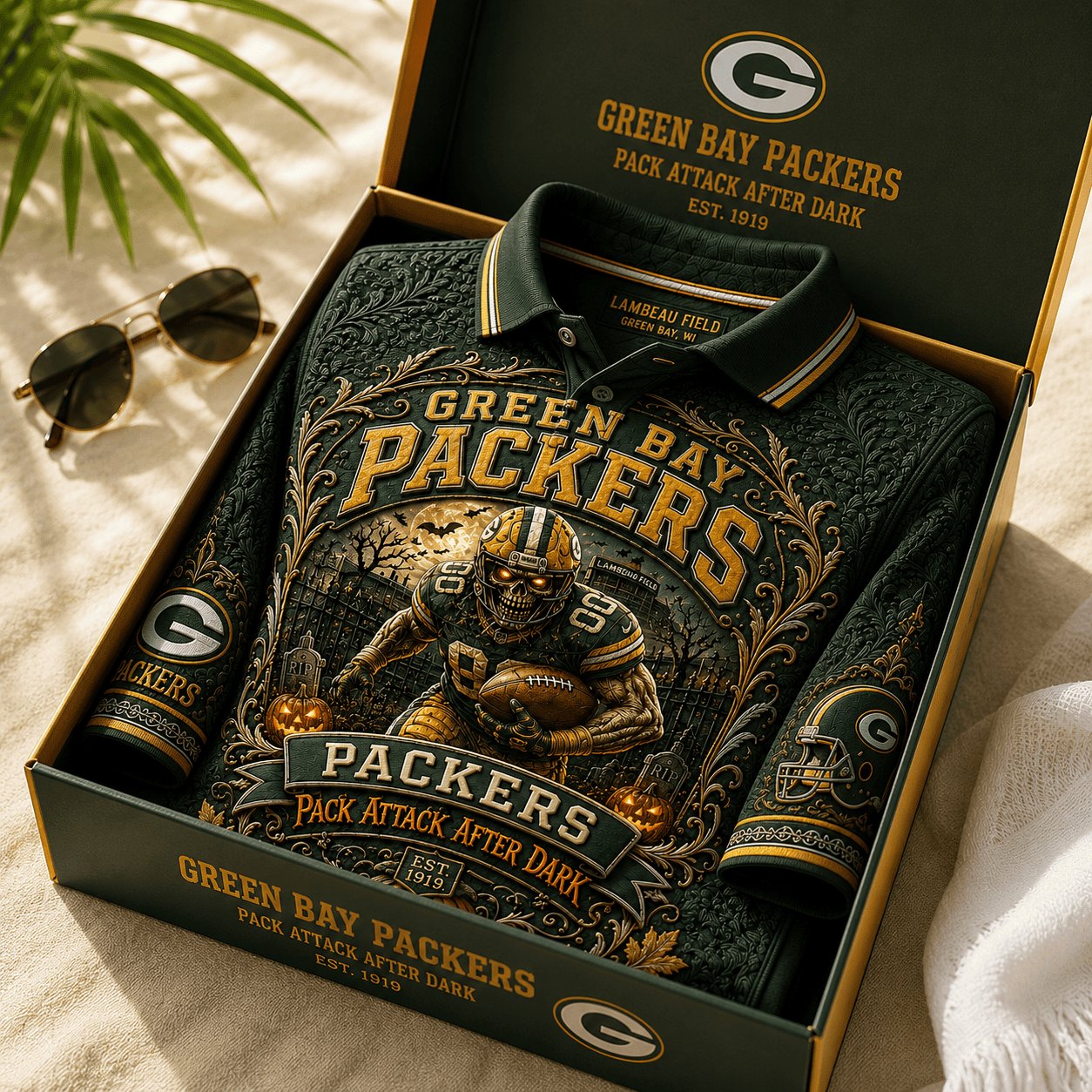 Green Bay Packers 2026 Halloween Merch Pack Attack After Dark Polo Shirt Football Fan Gear - Merchluma
