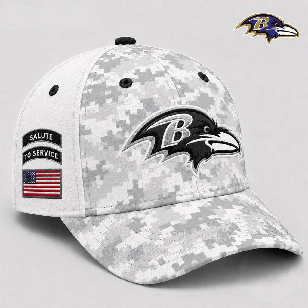 Baltimore Ravens 2026 Salute to Service Digital Camo Hat Embroidered Baltimore Ravens Merch - Merchluma