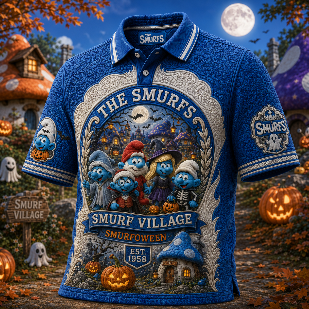 The Smurfs Merch Halloween 2026 Smurf Village Smurfoween Polo Shirt Gift Ideas Halloween - Merchluma
