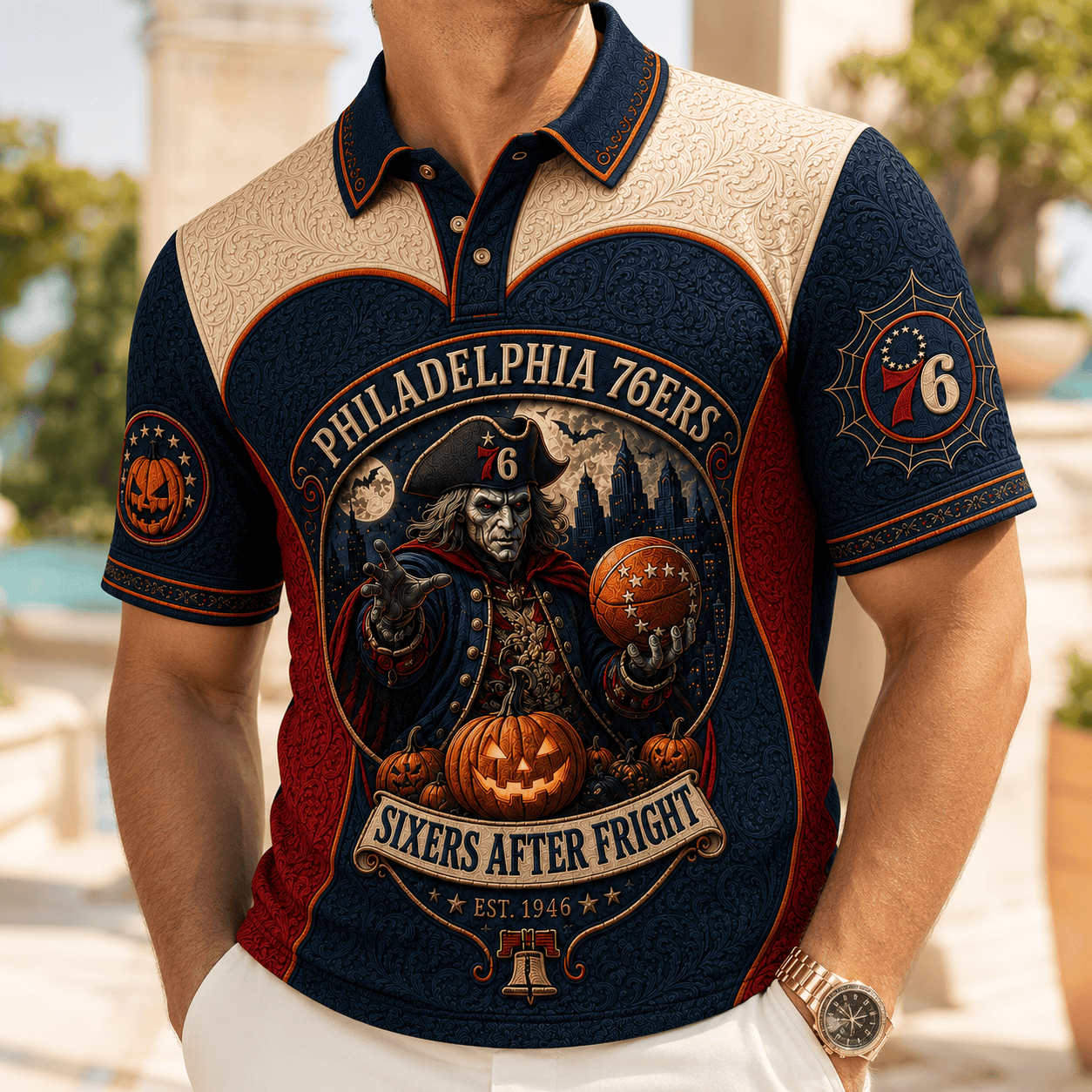 Philadelphia 76ers Merch Halloween 2026 Sixers After Night Polo Shirt Basketball Fan Apparel - Merchluma