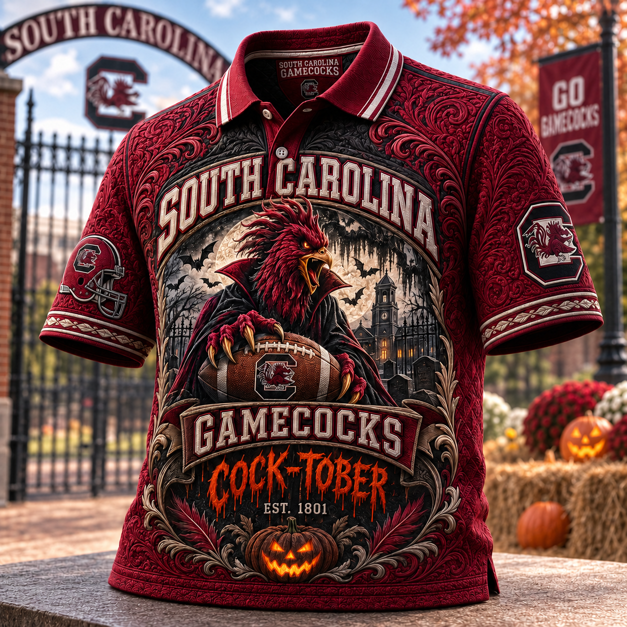 South Carolina Gamecocks Merch Halloween 2026 Cock-Tober Polo Shirt Gift For Football Fans - Merchluma