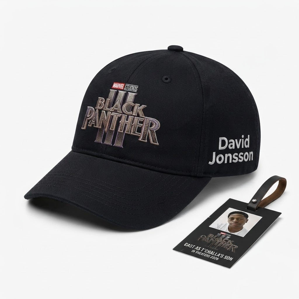 Black Panther III David Jonsson Baseball Hat Embroidered Black Panther Merch Him Gifts - Merchluma