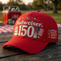 Budweiser 150th Anniversary Red Baseball Hat Budweiser Merch Gifts For Beer Lovers - Merchluma