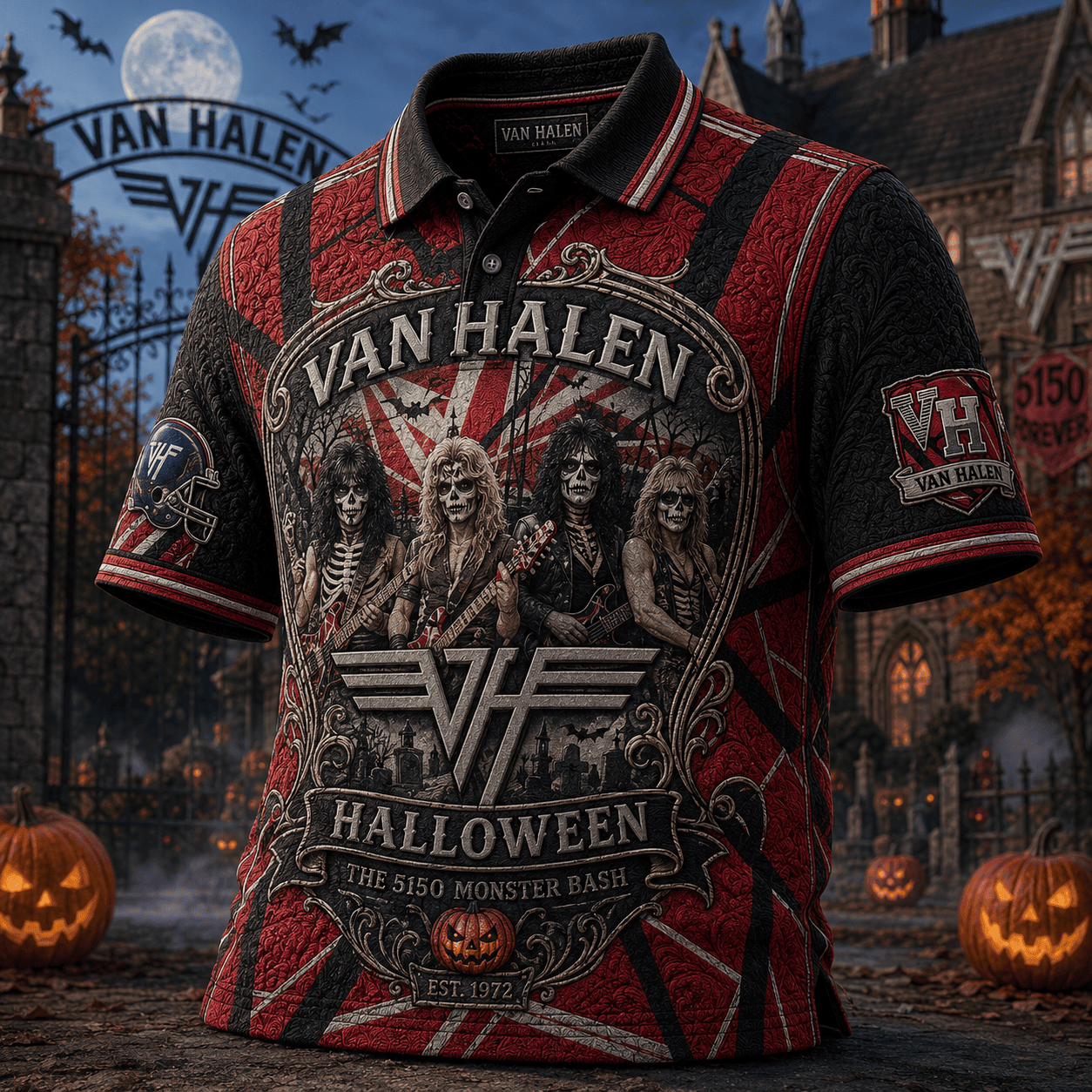 Van Halen Halloween Polo Shirt The 5150 Monster Bash Polos Van Halen Merch Gift For Fans - Merchluma