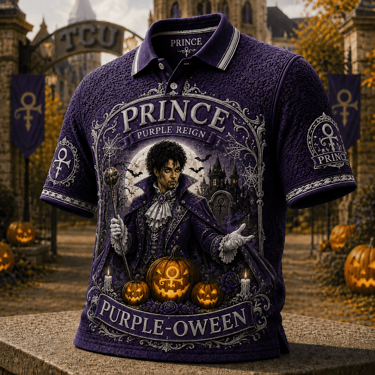 Prince Purple Reign Polo Shirt Purple-Oween Polos Halloween Clothing Prince Merch Fan Gifts - Merchluma