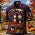 Snoopy Halloween Merch Trick Or Treat Polo Shirt The Great Pumpkin Night Halloween Apparel - Merchluma