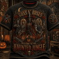 Guns N'Roses Merch Halloween T-Shirt Welcome To The Haunted Jungle Shirt GNR Fan Apparel - Merchluma