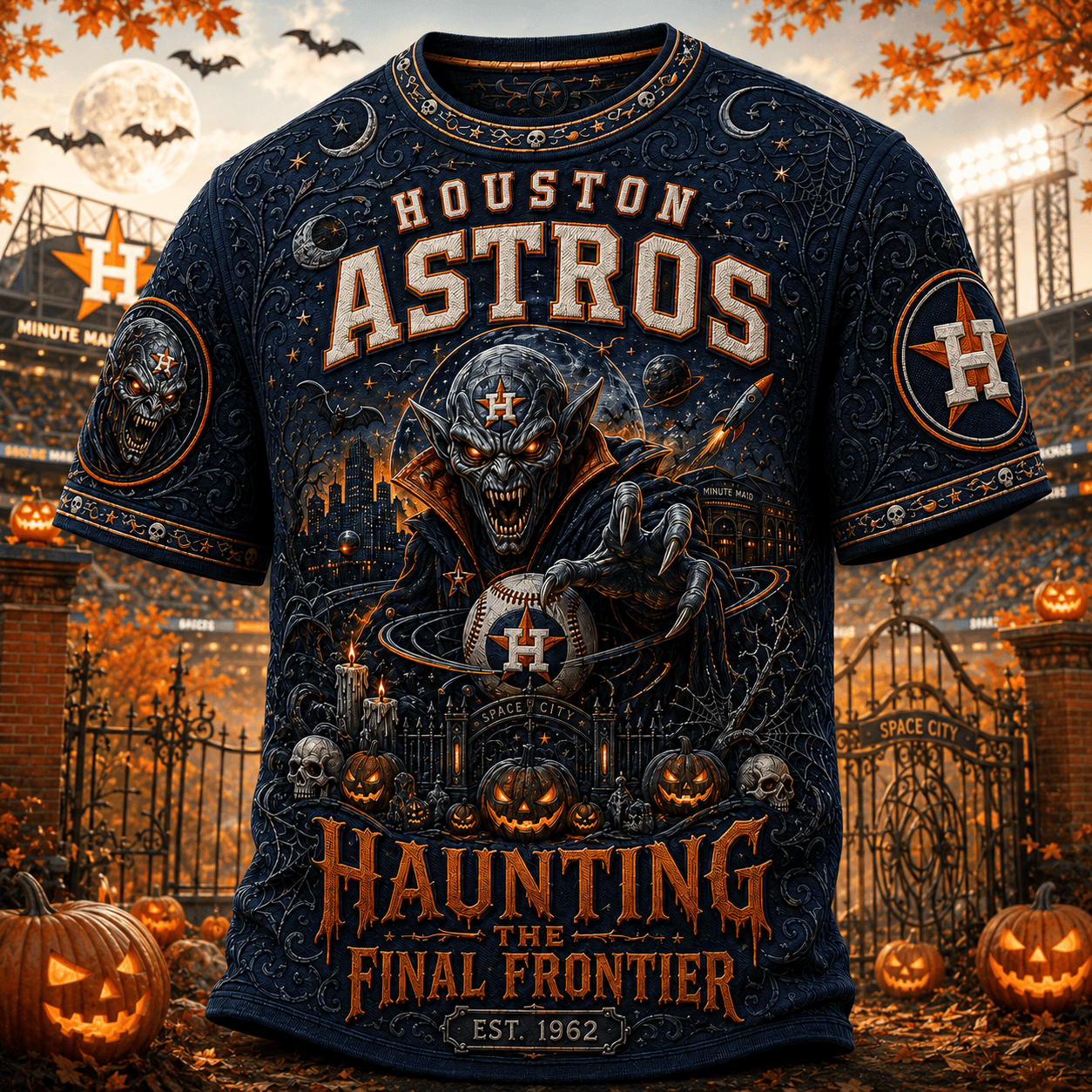 Houston Astros Halloween Merch Haunting The Final Frontier T-Shirt Gift For Baseball Lovers - Merchluma