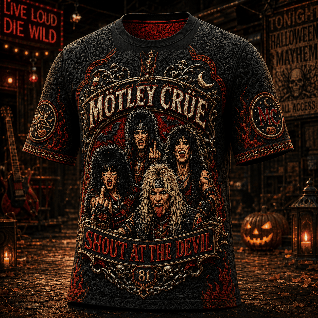 Motley Crue Merch Shout At The Devil T-Shirt Halloween Themed Shirt Gift For Band Fans - Merchluma