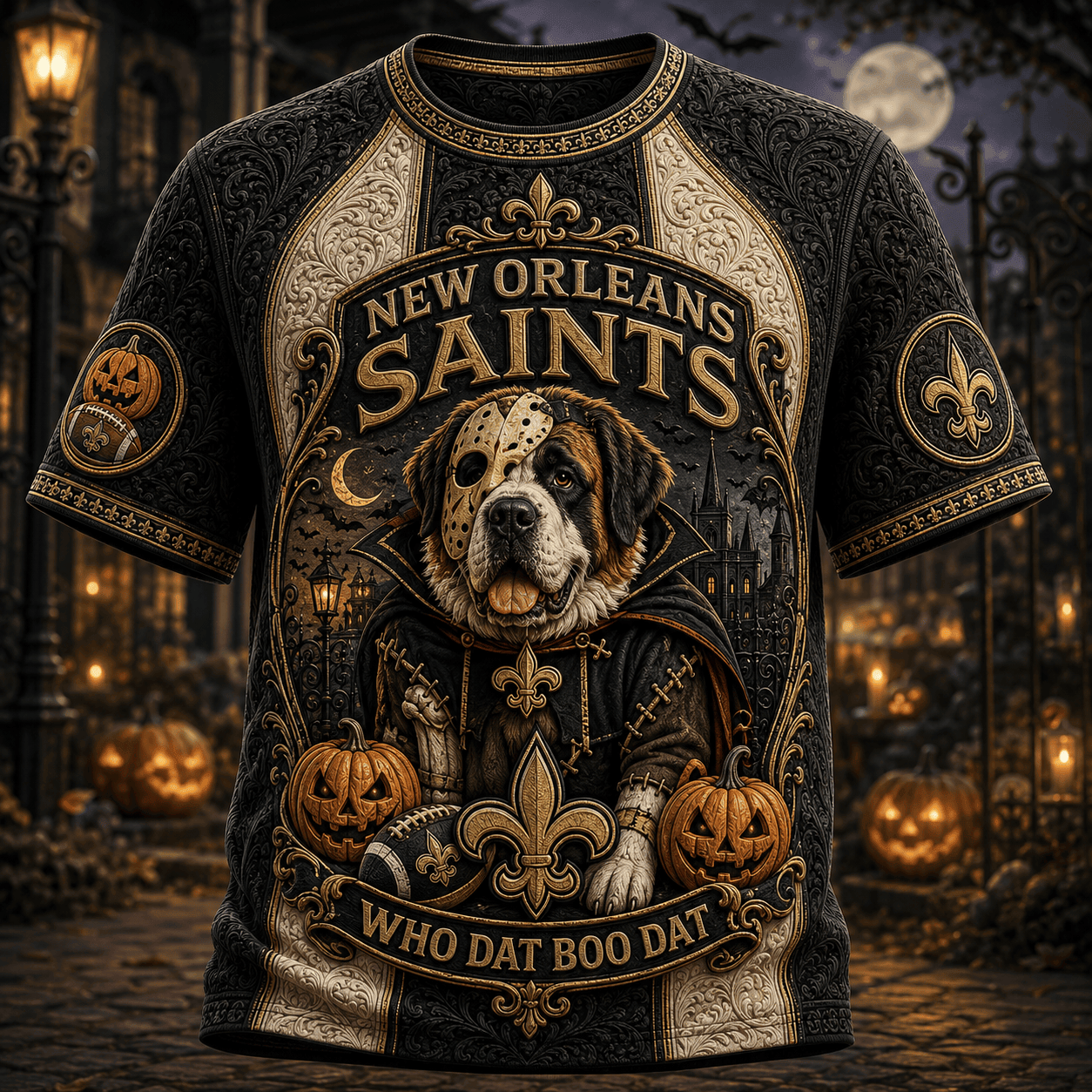 New Orleans Saints Halloween Merch Who Dat Boo Dat T-Shirt Football Fan Gift For Halloween - Merchluma