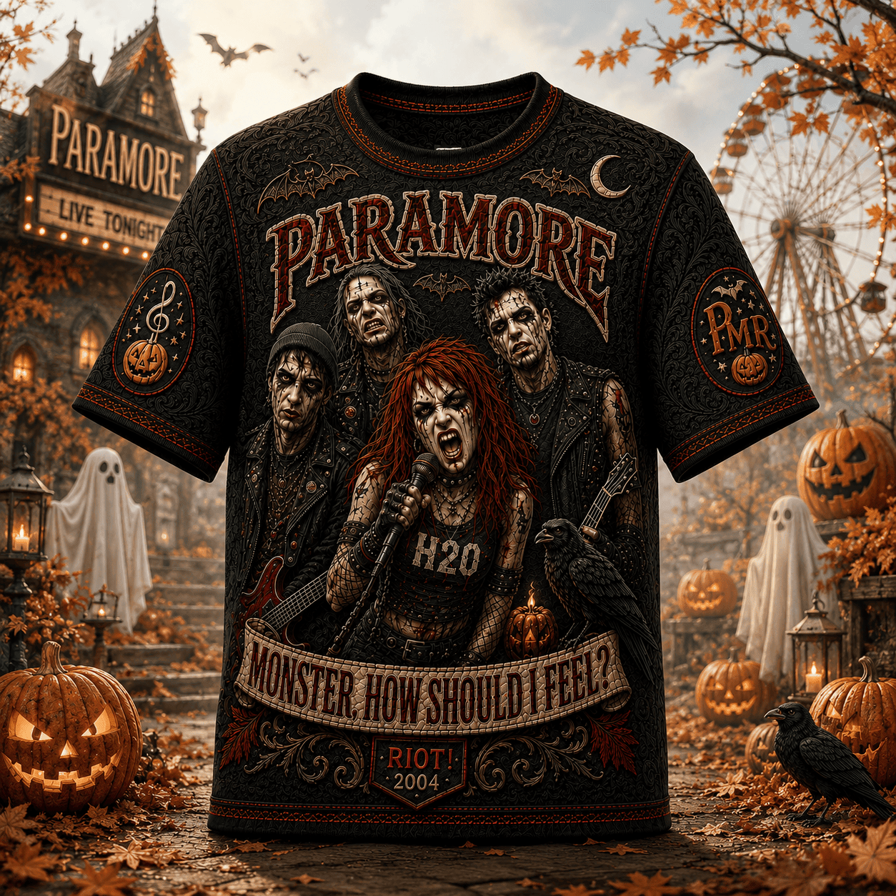 Paramore Merch Halloween Themed T-Shirt Monster How Should I Feel Shirt Rock Band Fan Apparel - Merchluma