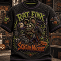 Rat Fink Halloween Themed T-Shirt Scream Machine Shirt Rat Fink Merch Spooky Gift Ideas - Merchluma