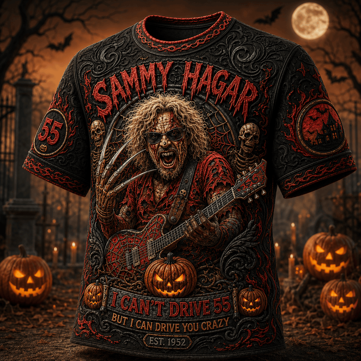 Sammy Hagar Merch Halloween T-Shirt I Can't Drive 55 But I Can Drive You Crazy Shirt Fan Gear - Merchluma
