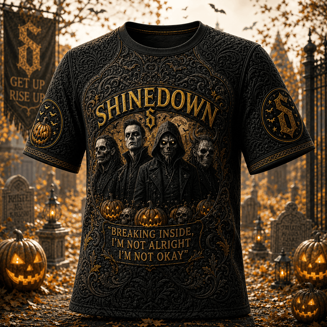 Shinedown Halloween Merch Breaking Inside I'm Not Alright I'm Not Okay T-Shirt Band Fan Gifts - Merchluma