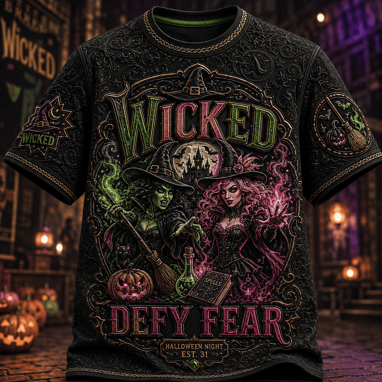 Wicked Halloween Night T-Shirt Defy Fear Shirt Wicked Musical Merch Gift Ideas Halloween - Merchluma