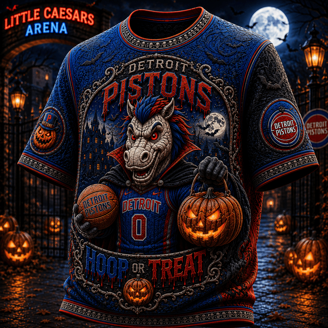 Detroit Piston Halloween Merch Hoop Or Treat T-Shirt Gift For Basketball Lovers - Merchluma
