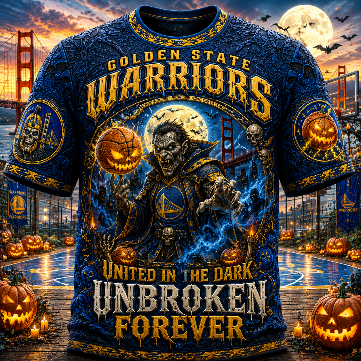 Golden State Warriors Halloween Merch United In The Dark Unbroken Forever T-Shirt Fan Gear - Merchluma