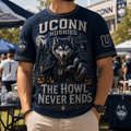 Uconn Huskies Merch Halloween T-Shirt The Howl Never Ends Shirt Halloween Inspired Gifts - Merchluma
