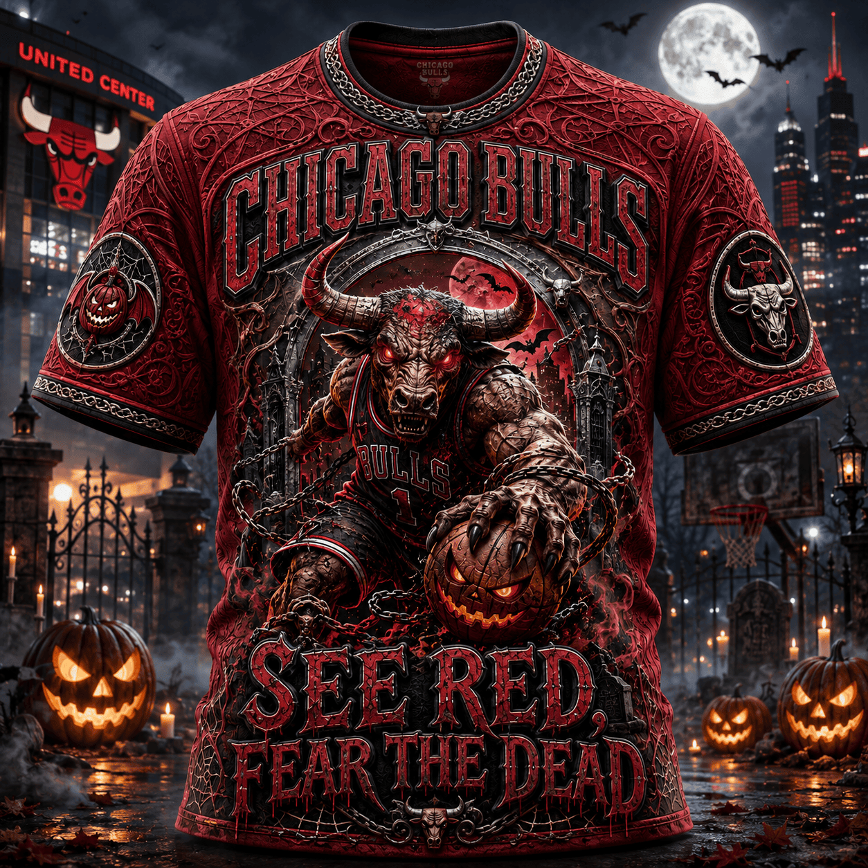 Chicago Bulls Halloween Shirt See Red Fear The Dead T-Shirt Chicago Bulls Merch Fan Gifts - Merchluma