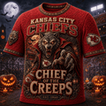 Kansas City Chiefs Merch Halloween T-Shirt Chief Of The Creeps Shirt Football Themed Gifts - Merchluma