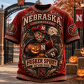 Nebraska Cornhuskers Halloween Merch Husker Spirit Never Die T-Shirt Football Fan Shirt Gifts - Merchluma