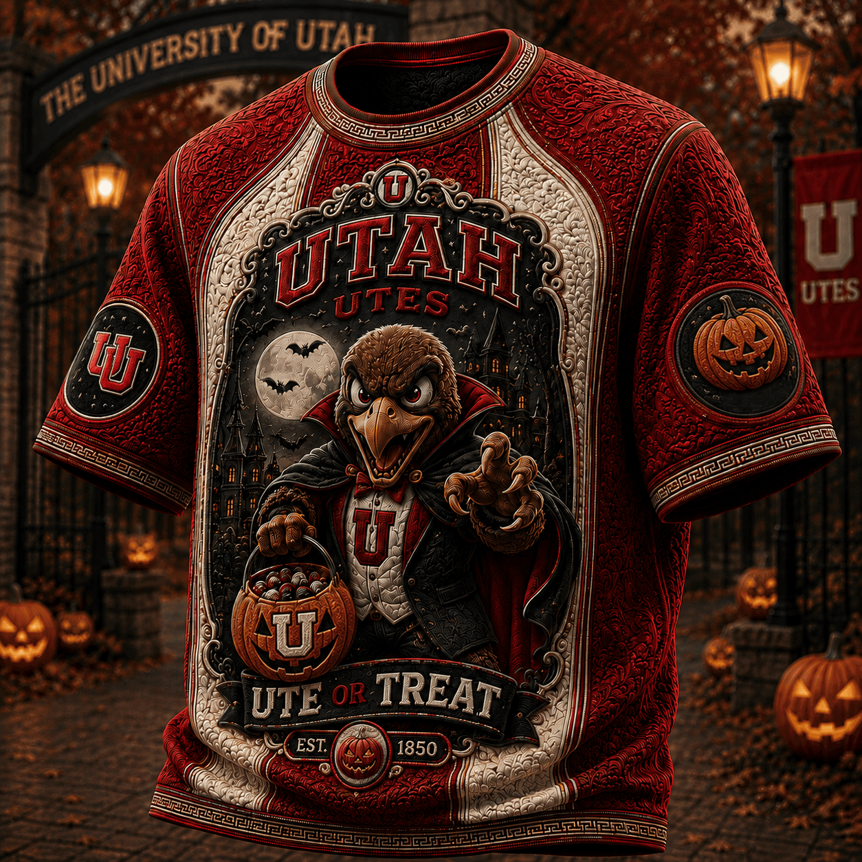 Utah Utes Halloween Merch Ute Or Treat T-Shirt Halloween Themed Presents For Husband - Merchluma